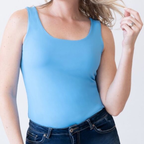 Judy P women’s size small aqua blue Claudette Scoop neck UPF 50 Tank Top - Picture 5 of 5